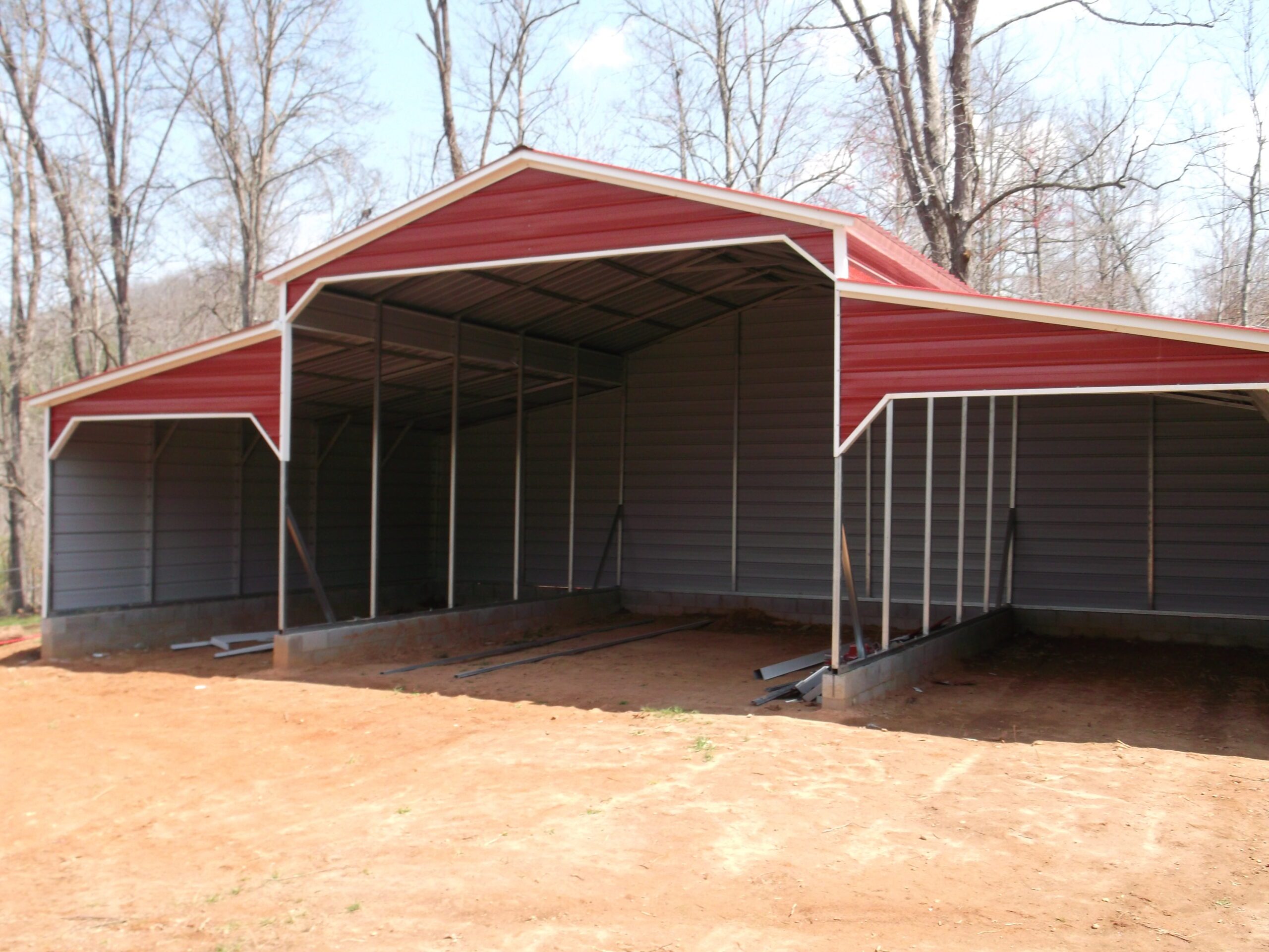 Opening Barn Ridge Open traditional barn with sides and ends closed and 3 gables with ...