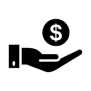 a hand holding a dollar icon